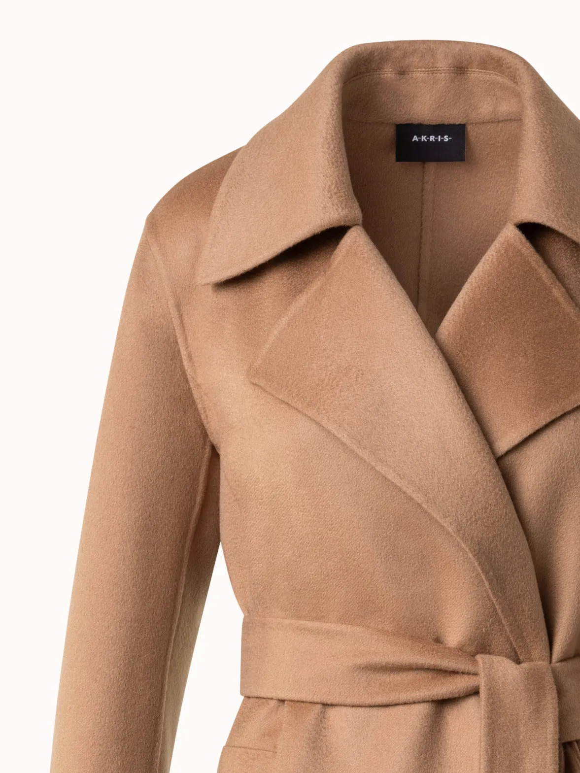 100% Cashmere Wrap Coat in Trench Style