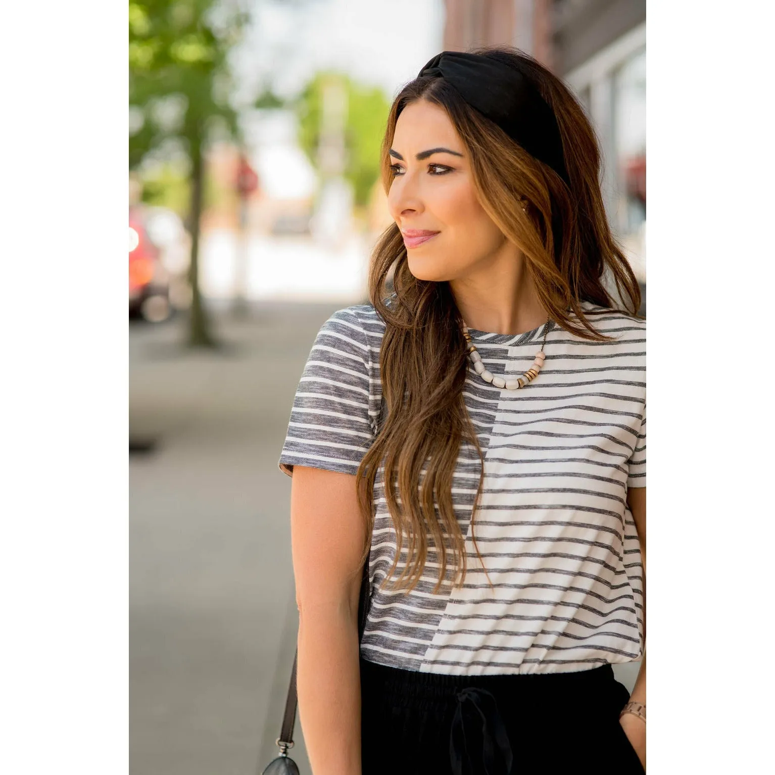 Asymmetrical Striped Tee