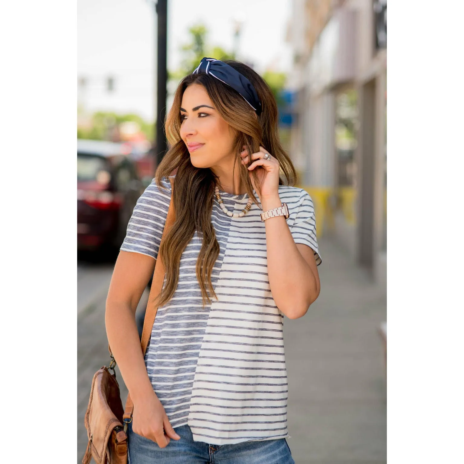 Asymmetrical Striped Tee