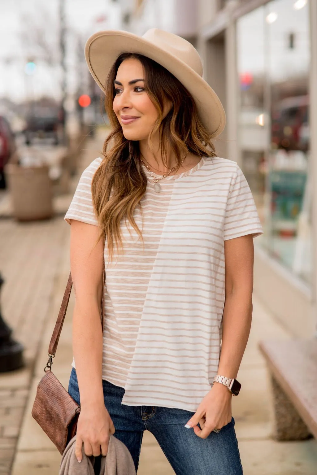 Asymmetrical Striped Tee