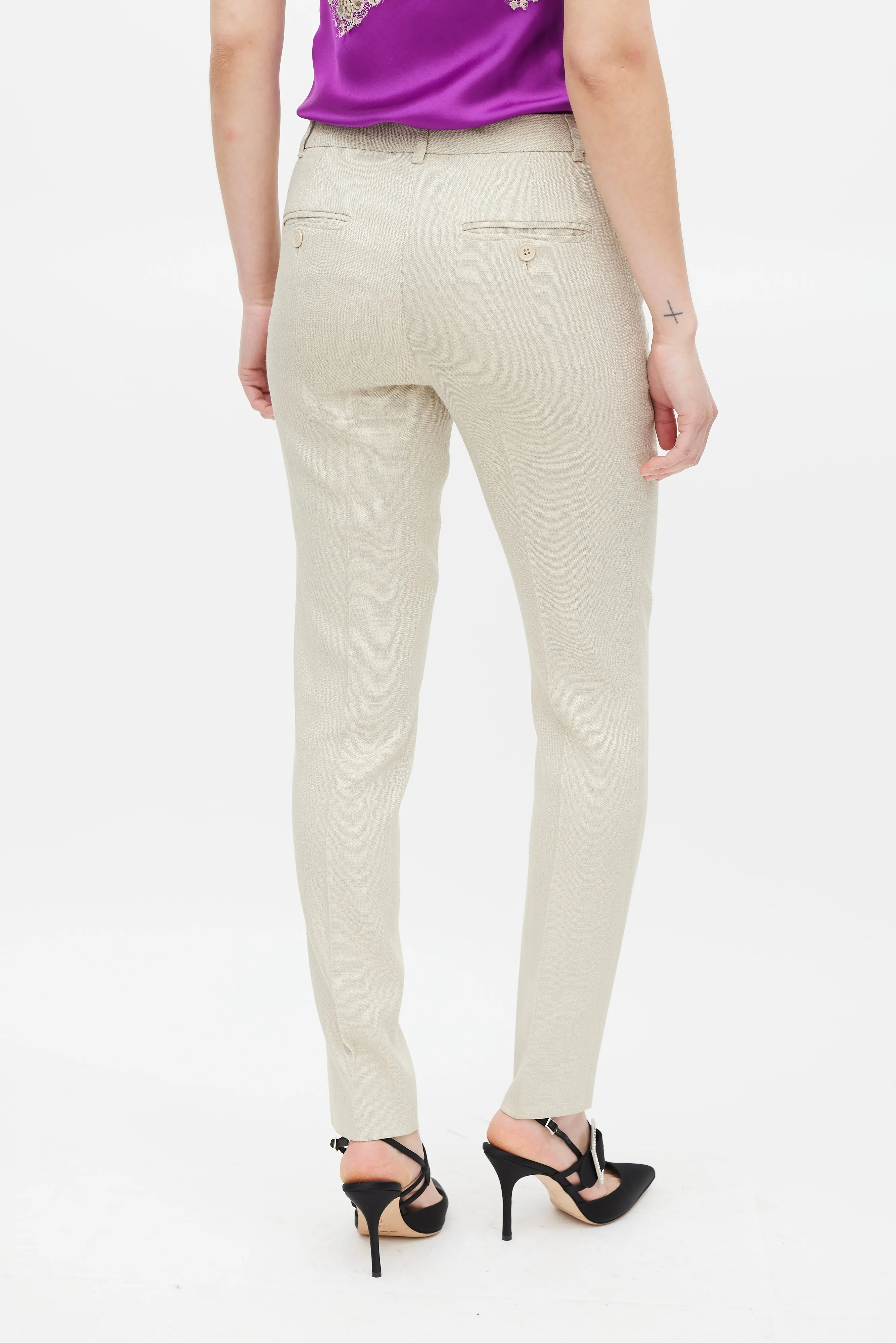 Beige Slim Leg Trouser