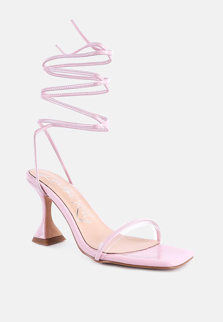 Biten Berry Spool Heel Lace Up Sandals