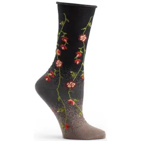 Black Tibetan Flower Socks (Women's)