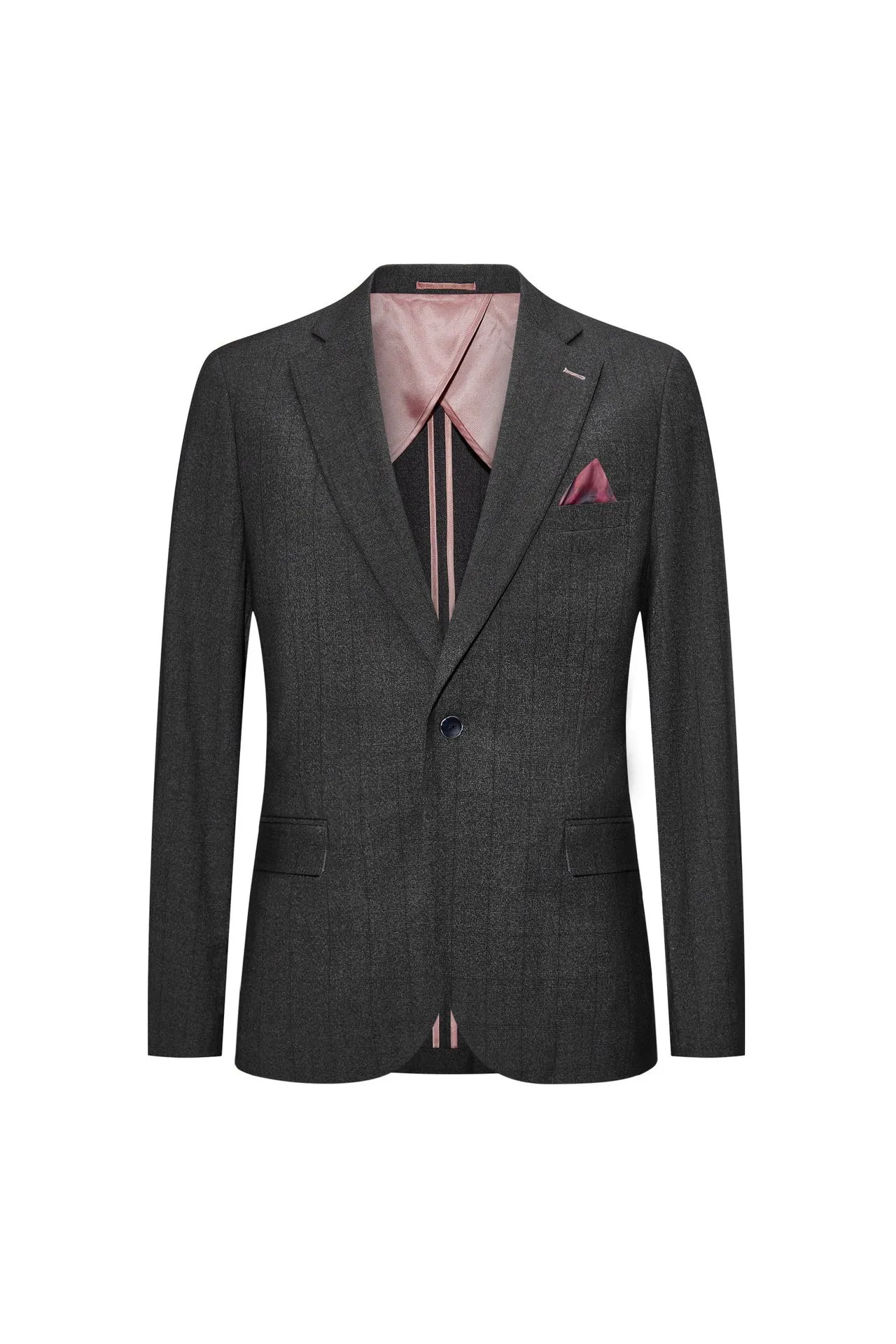 Blended Stretch Grid Check Suit in Slim Fit