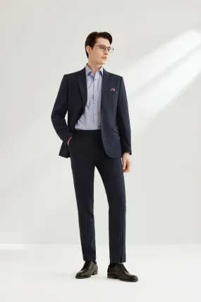 Blended Stretch Pin Check Suit in Slim Fit