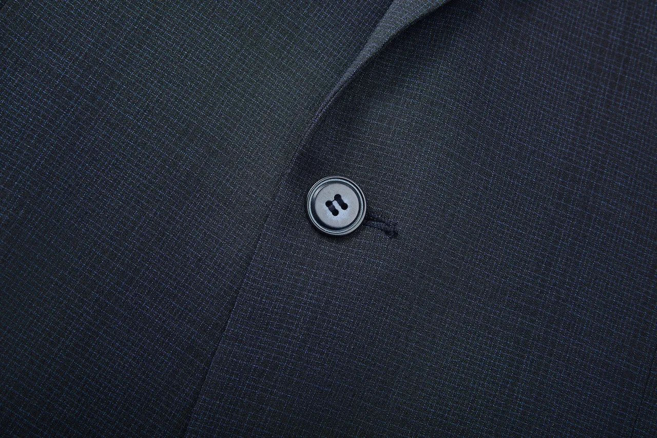 Blended Stretch Pin Check Suit in Slim Fit