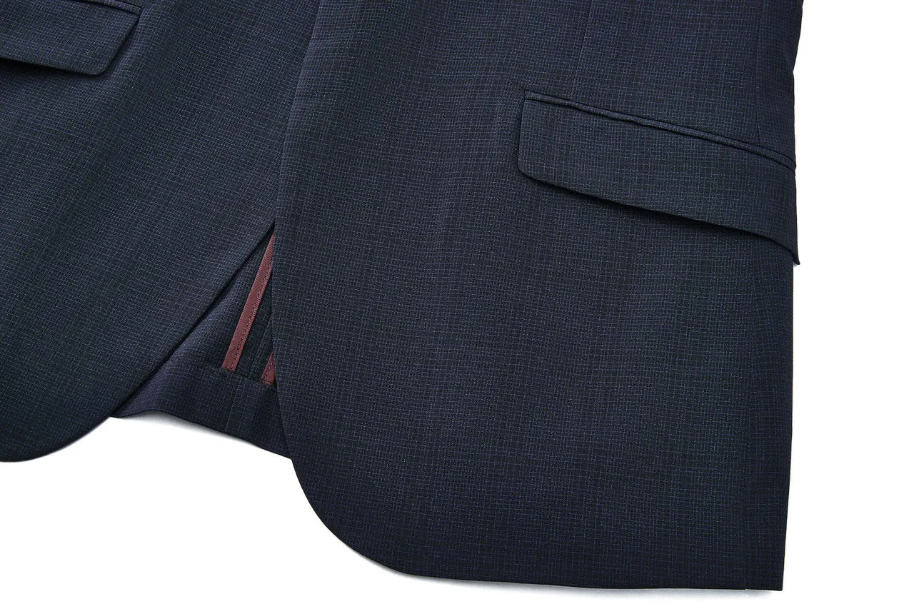 Blended Stretch Pin Check Suit in Slim Fit