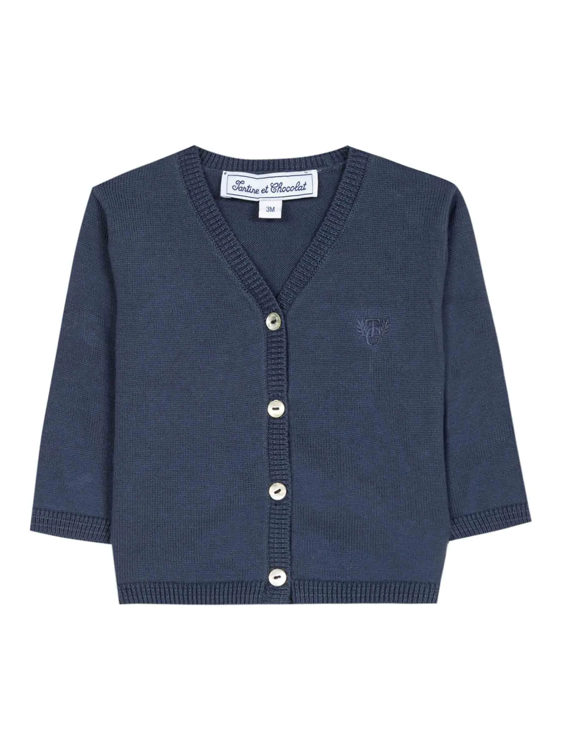 Cardigan - Navy blue cotton knit