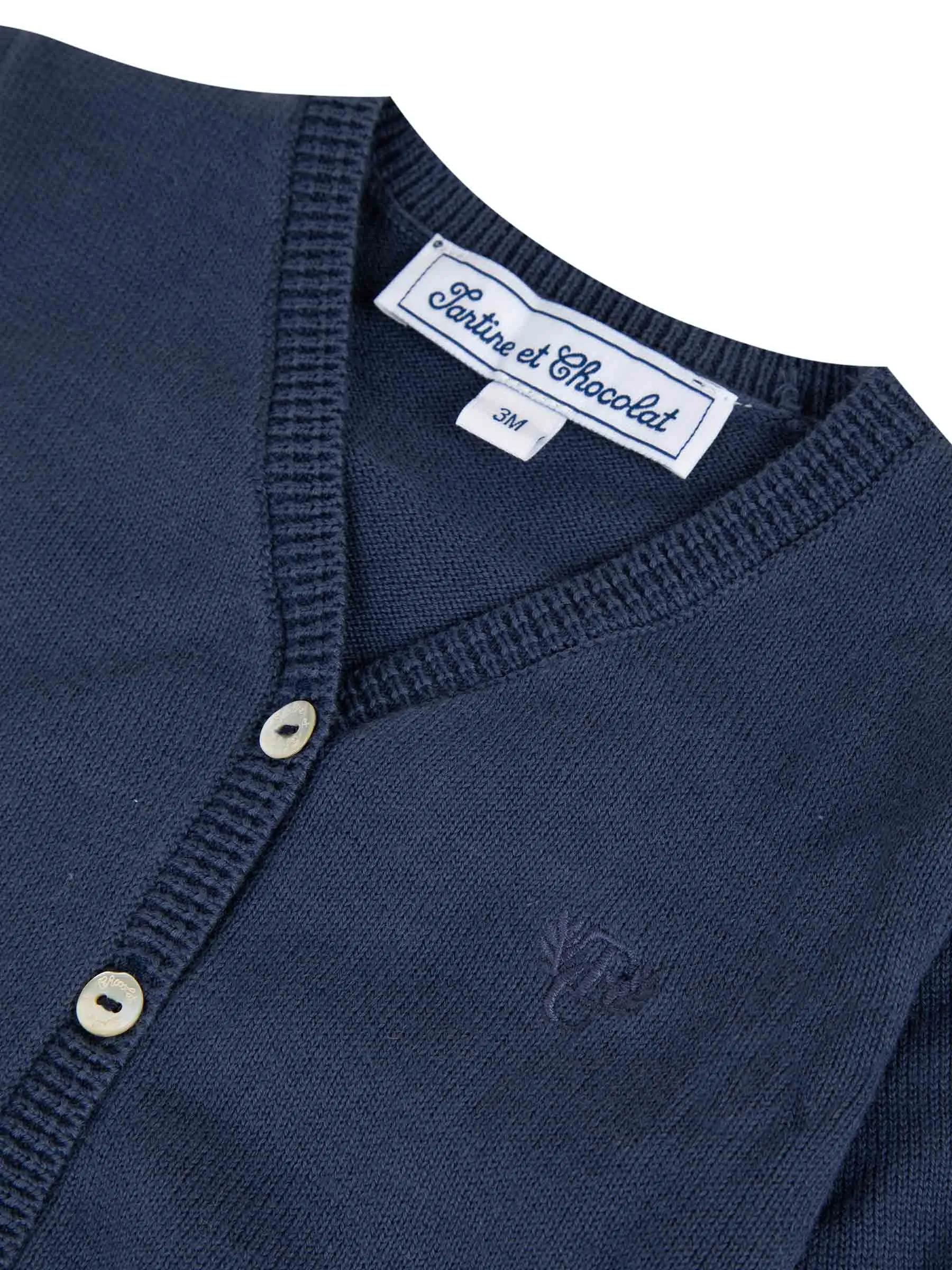 Cardigan - Navy blue cotton knit