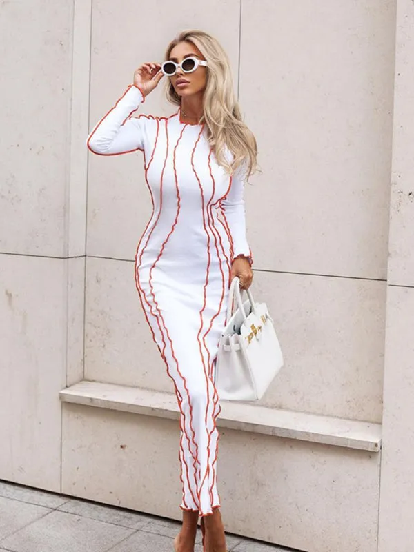 Chic Bodycon Long Sleeve Midi Dress