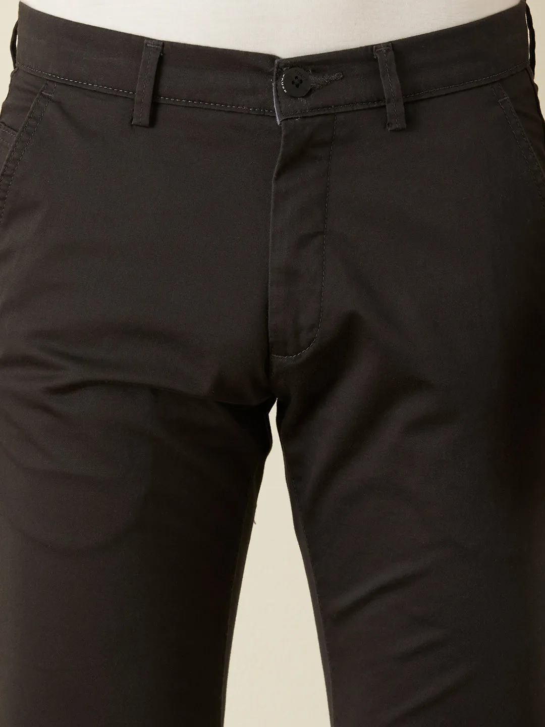 Dark Grey Plain Slim Fit Trousers