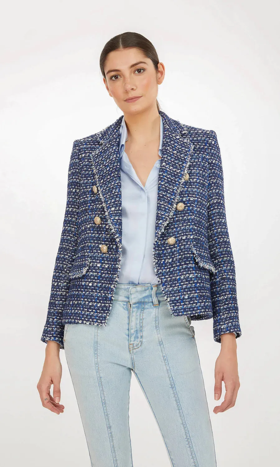 ELIZA TWEED BLAZER - NAVY/WHITE MULTI