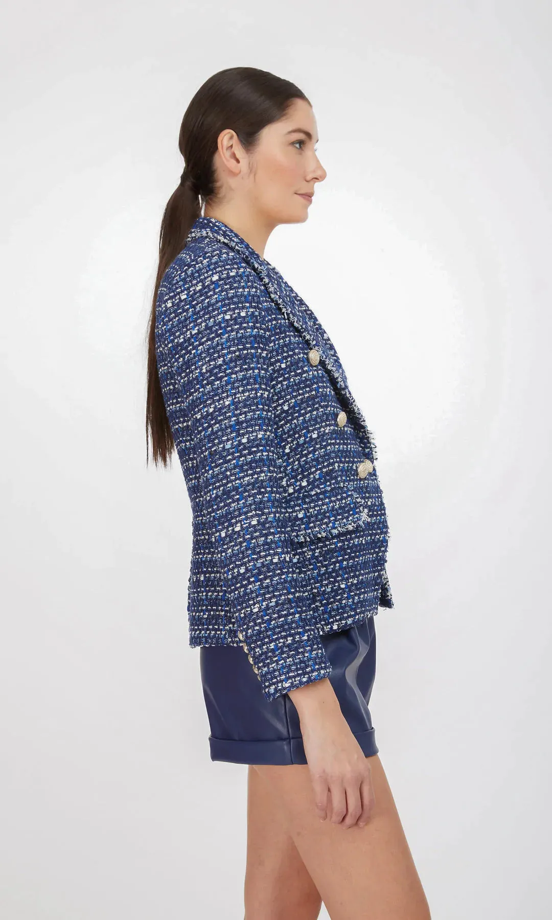 ELIZA TWEED BLAZER - NAVY/WHITE MULTI