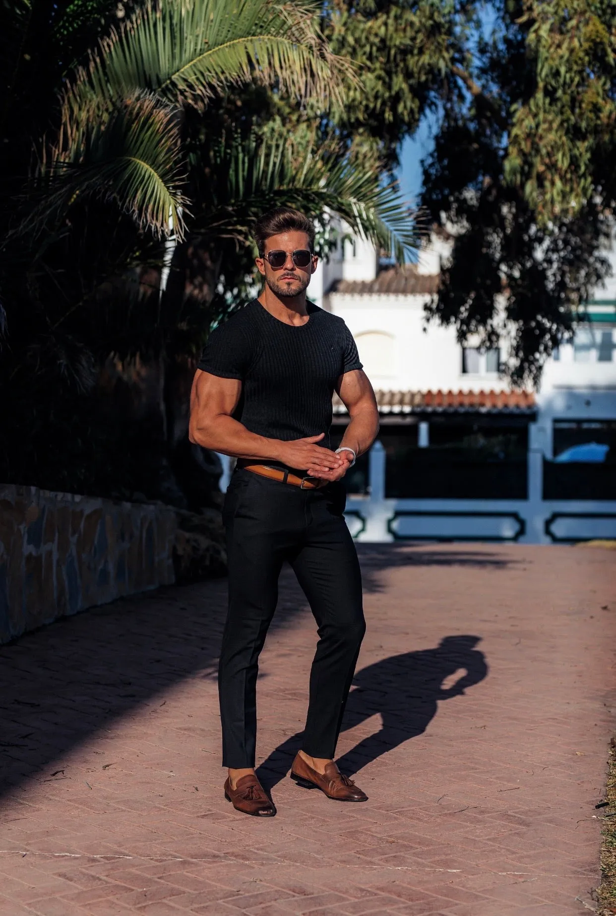 Father Sons Slim Formal Black Stretch Trousers - FST001