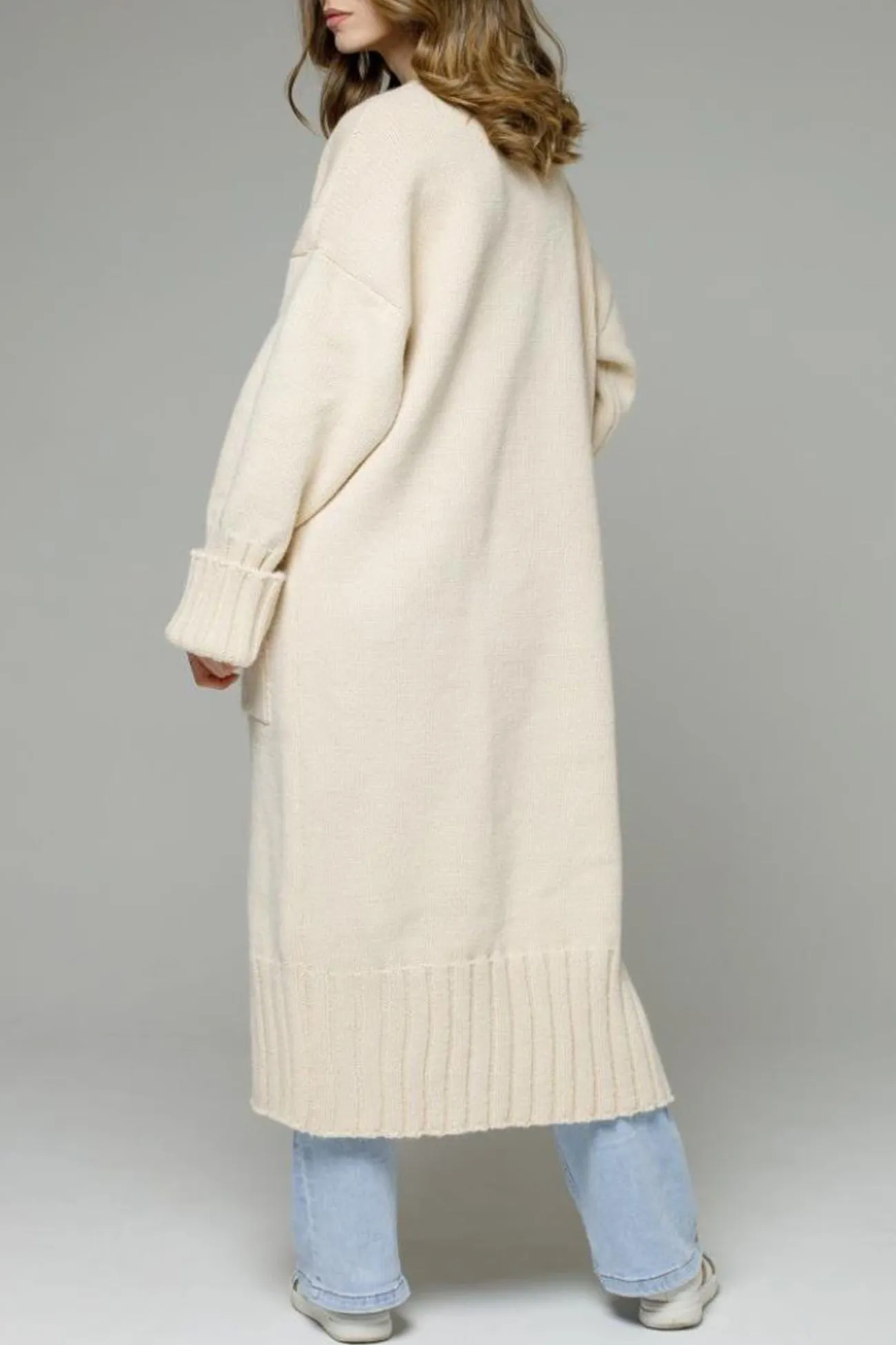 Front Pocketed Long Cardigan