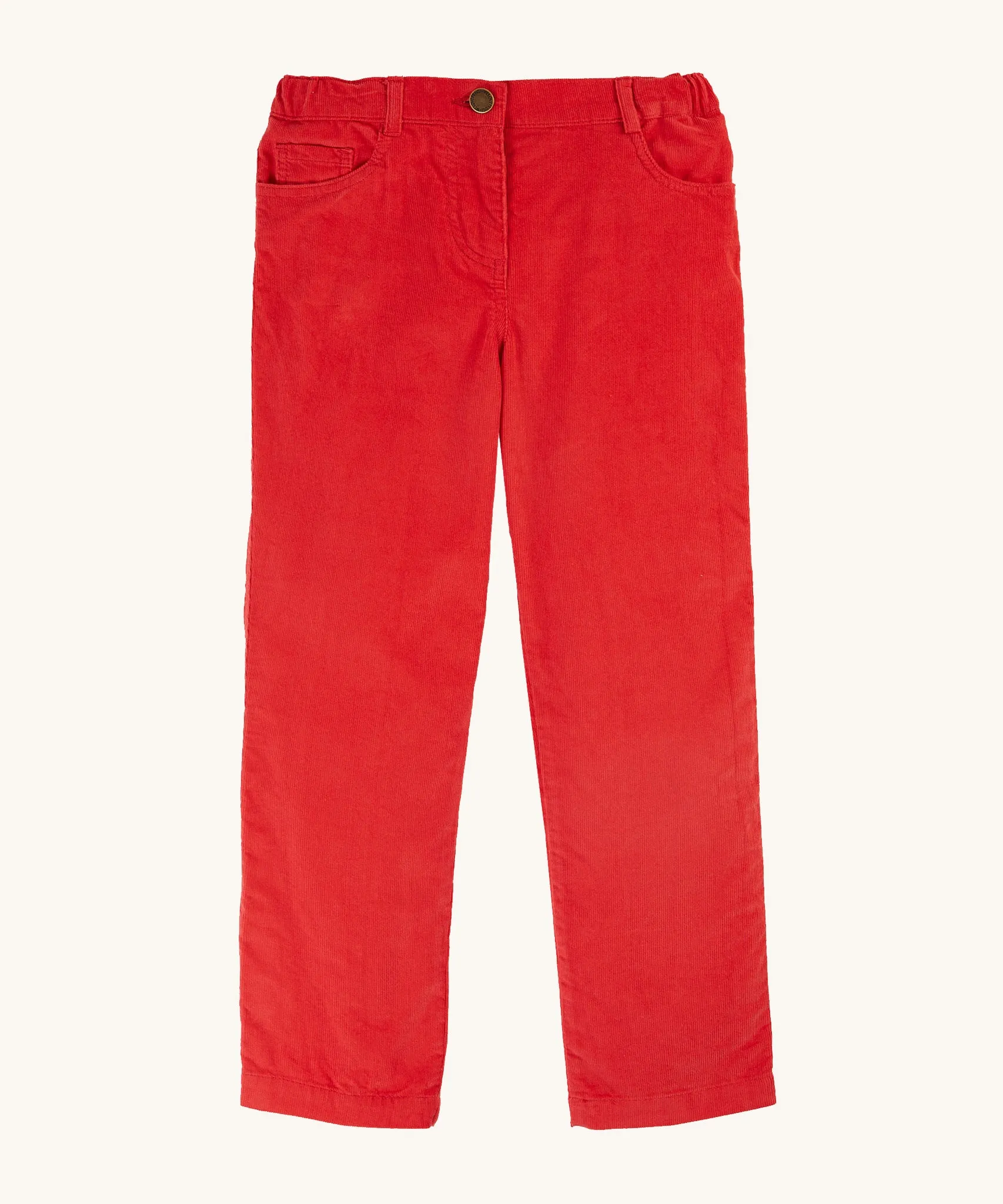 Frugi Clover Slim Cord Trousers - True Red