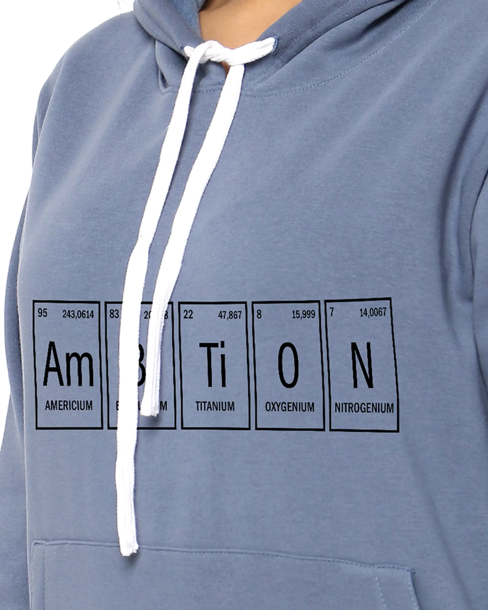 Geometric "Ambition" Text Printed Sweatshirt | Dusty Blue