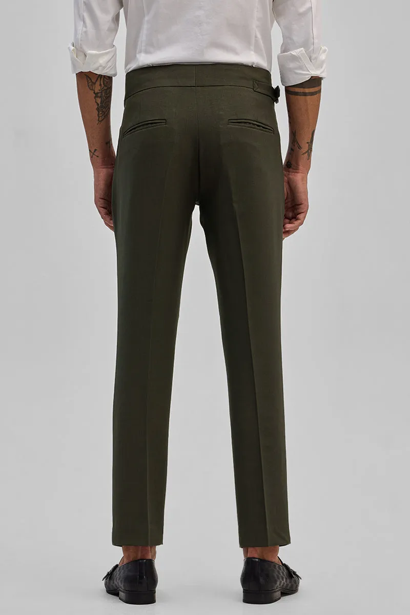 Green Stretch Slim Fit Trousers