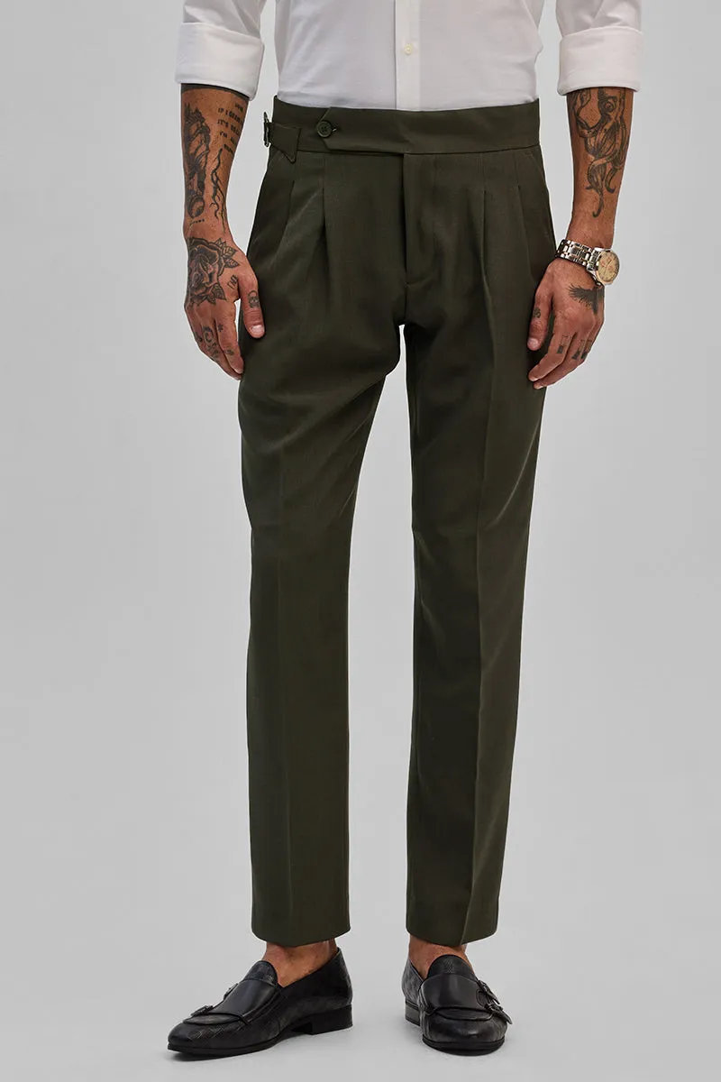 Green Stretch Slim Fit Trousers