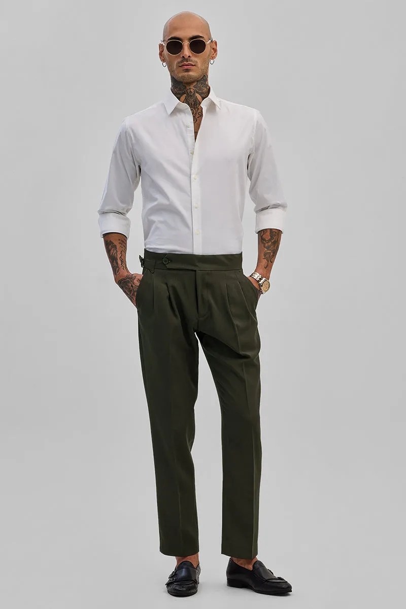 Green Stretch Slim Fit Trousers