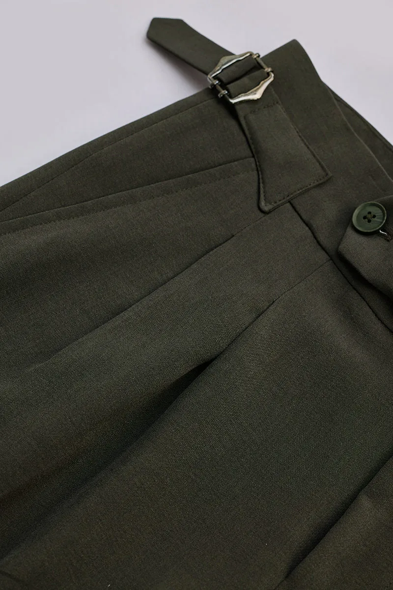 Green Stretch Slim Fit Trousers