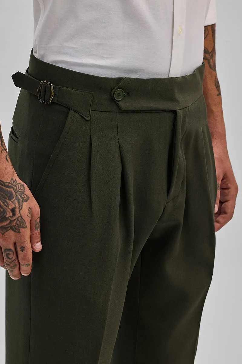 Green Stretch Slim Fit Trousers