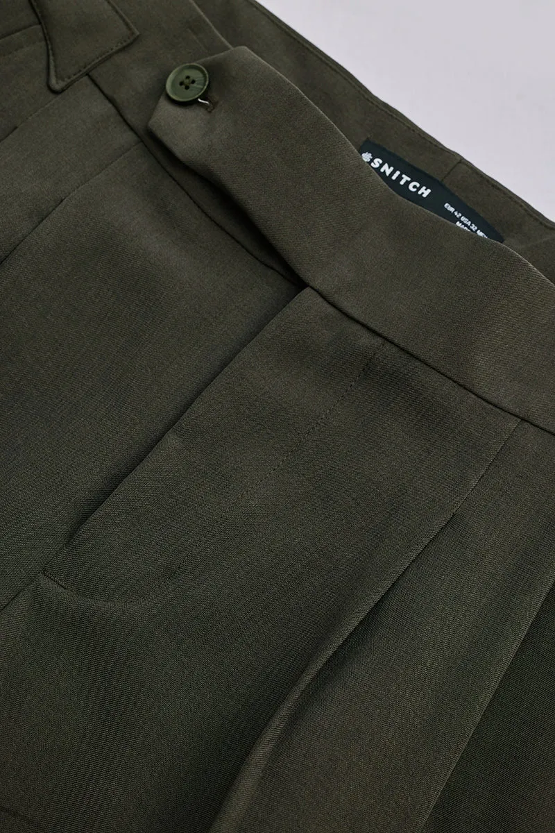 Green Stretch Slim Fit Trousers