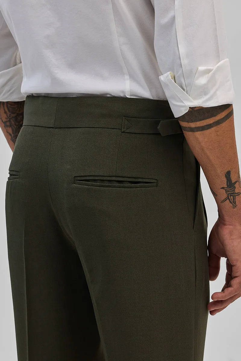 Green Stretch Slim Fit Trousers