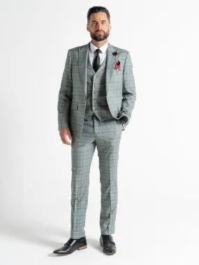 KENSINGTON OLIVE WITH WHITE AND BLUE CHECKS DETAILING