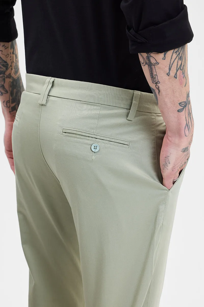 Light Green Slim Fit Pleated Trousers