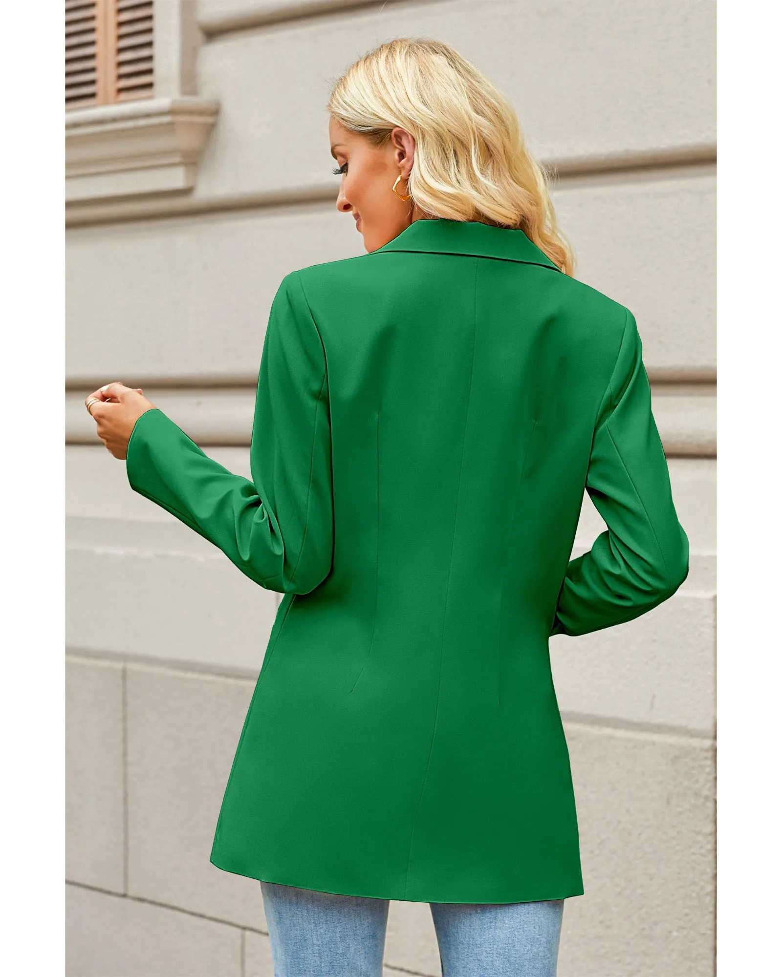 luvamia 2023 Blazers for Women Business Casual Long Blazer Jackets Dressy Work Professional Office Outfits Lapel Pockets