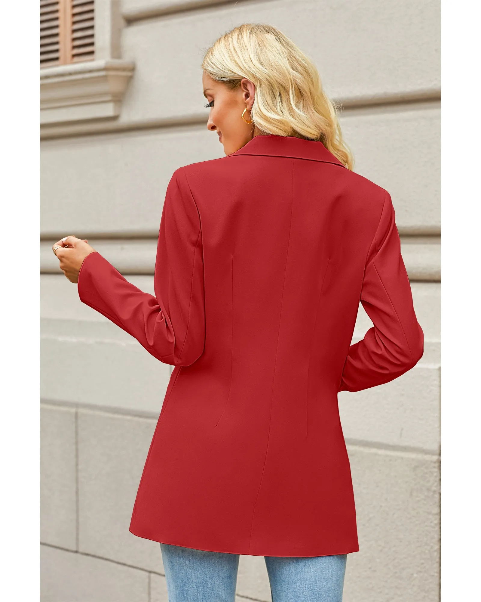 luvamia 2023 Blazers for Women Business Casual Long Blazer Jackets Dressy Work Professional Office Outfits Lapel Pockets