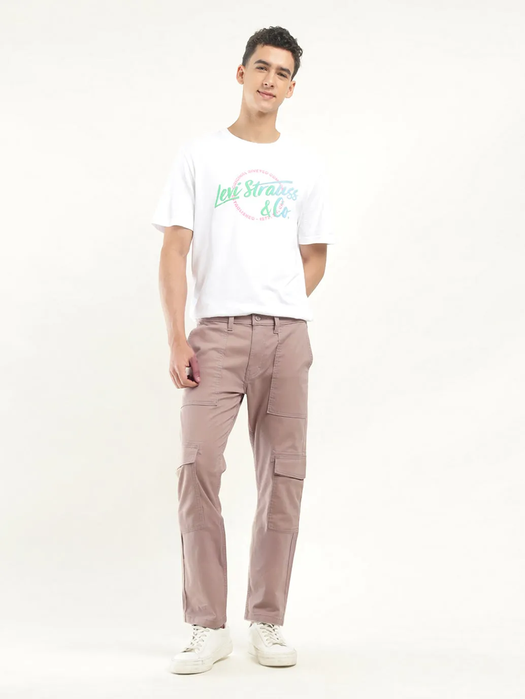 Men's Mauve Slim Fit Cargo Trousers