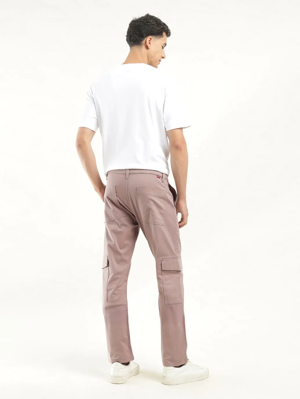 Men's Mauve Slim Fit Cargo Trousers