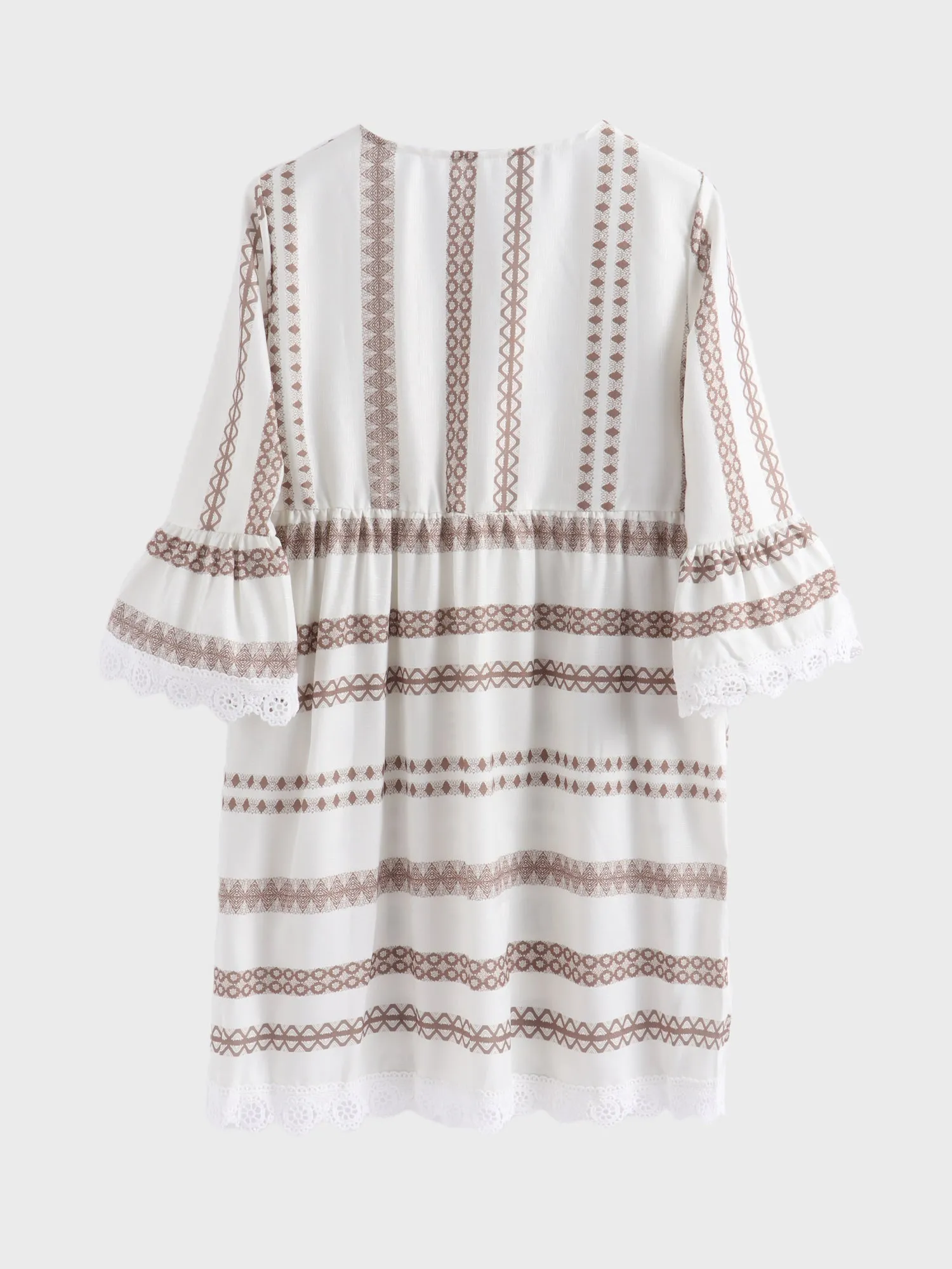 Midsize Boho Chic V-Neck Mini Dress