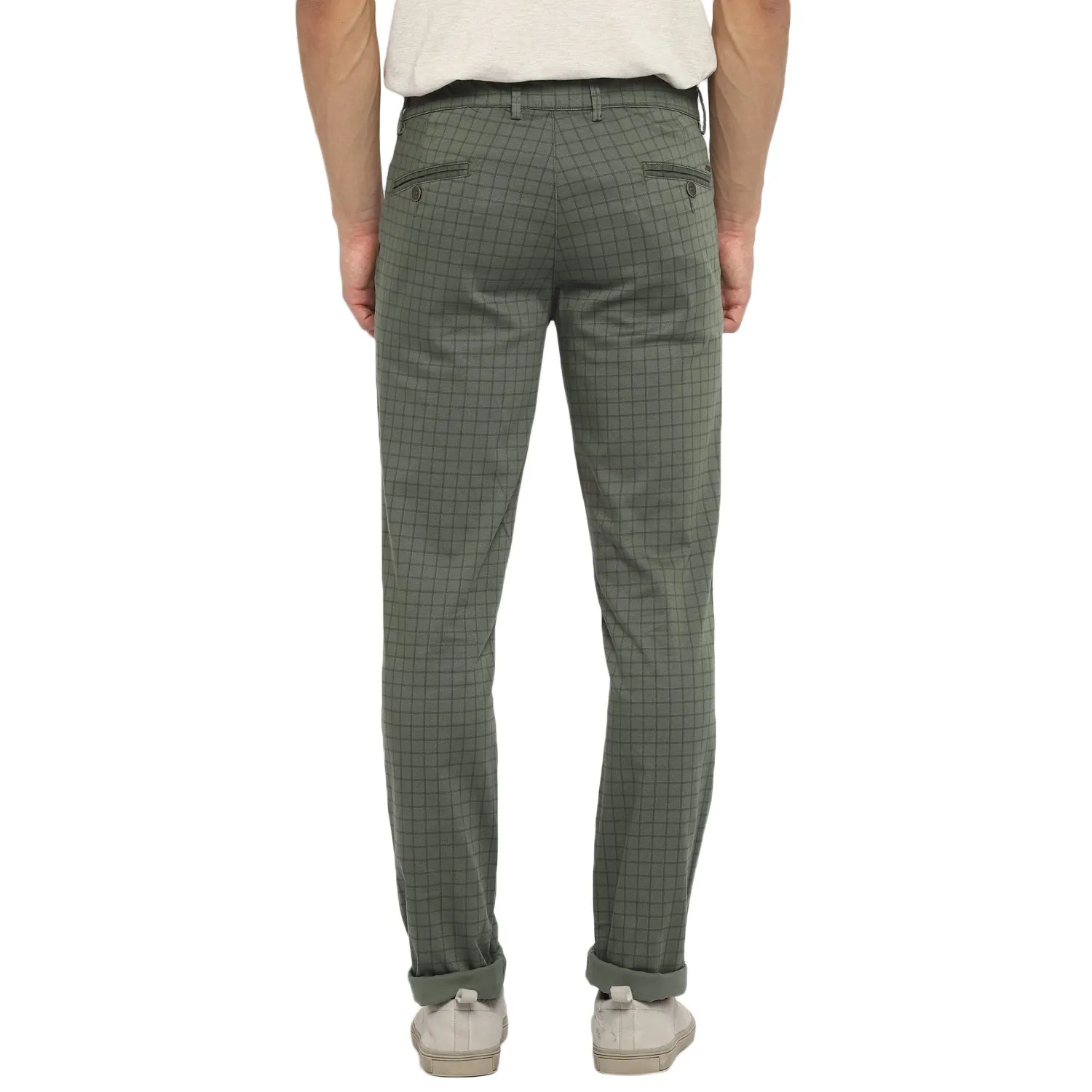 Olive Ultra Slim Fit Checked Trouser