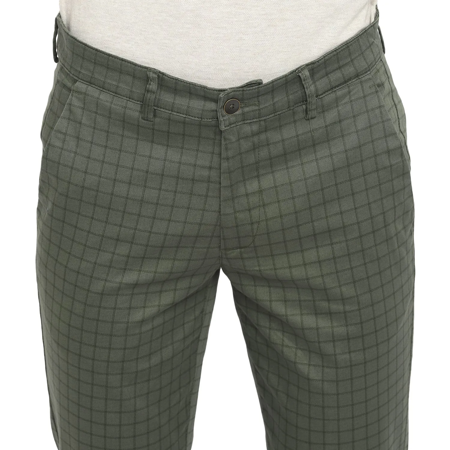 Olive Ultra Slim Fit Checked Trouser