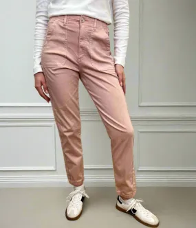 Pink Slim Fit Casual Cuffed Trousers