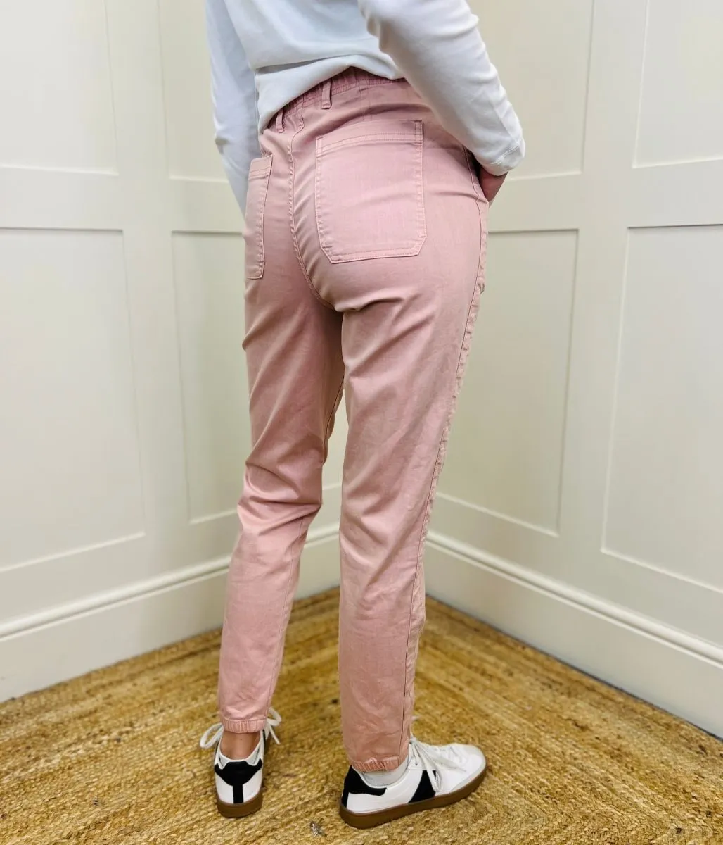 Pink Slim Fit Casual Cuffed Trousers