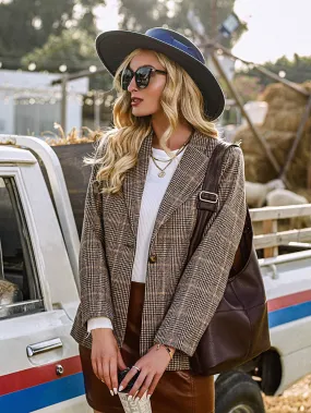 Plaid Single Button Blazer