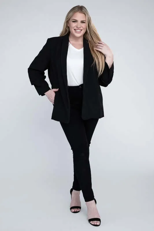 Plus Size Shawl Lapel Blazer