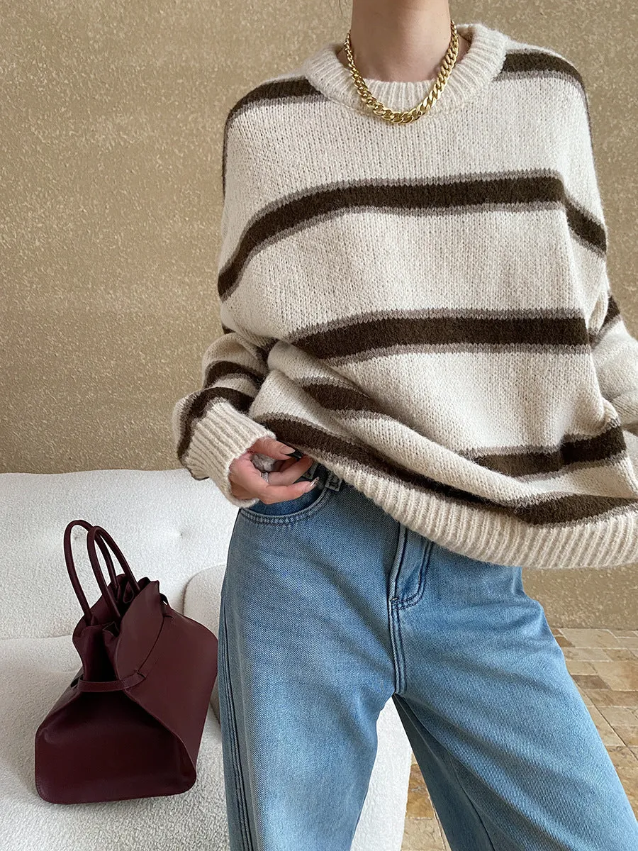 Shirley Casual Striped Knitted Woman Sweater