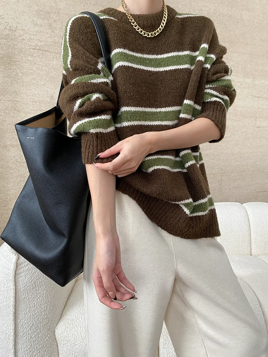 Shirley Casual Striped Knitted Woman Sweater