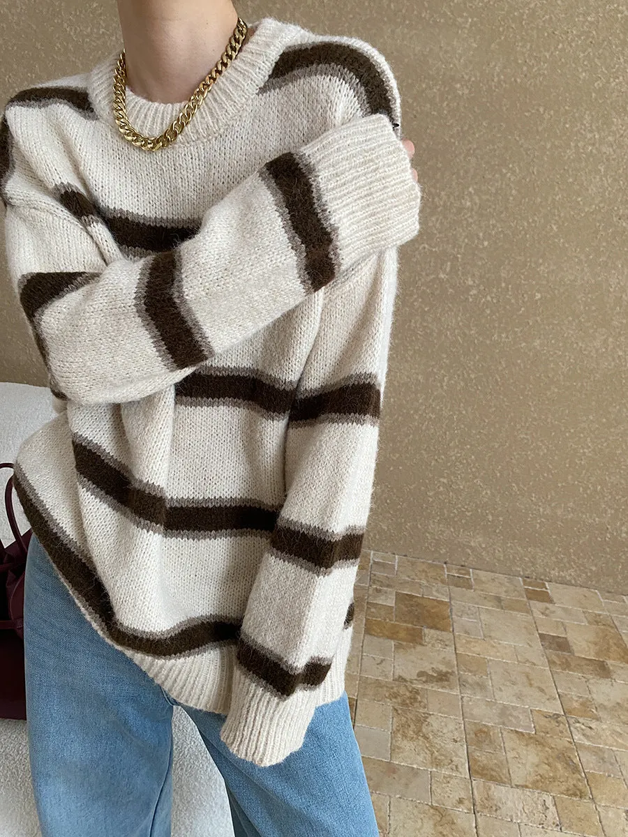 Shirley Casual Striped Knitted Woman Sweater