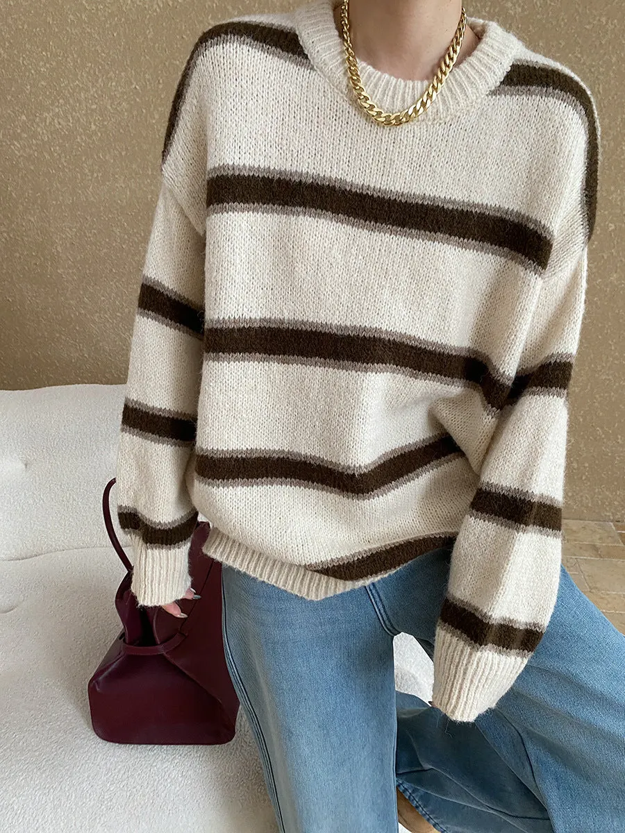 Shirley Casual Striped Knitted Woman Sweater