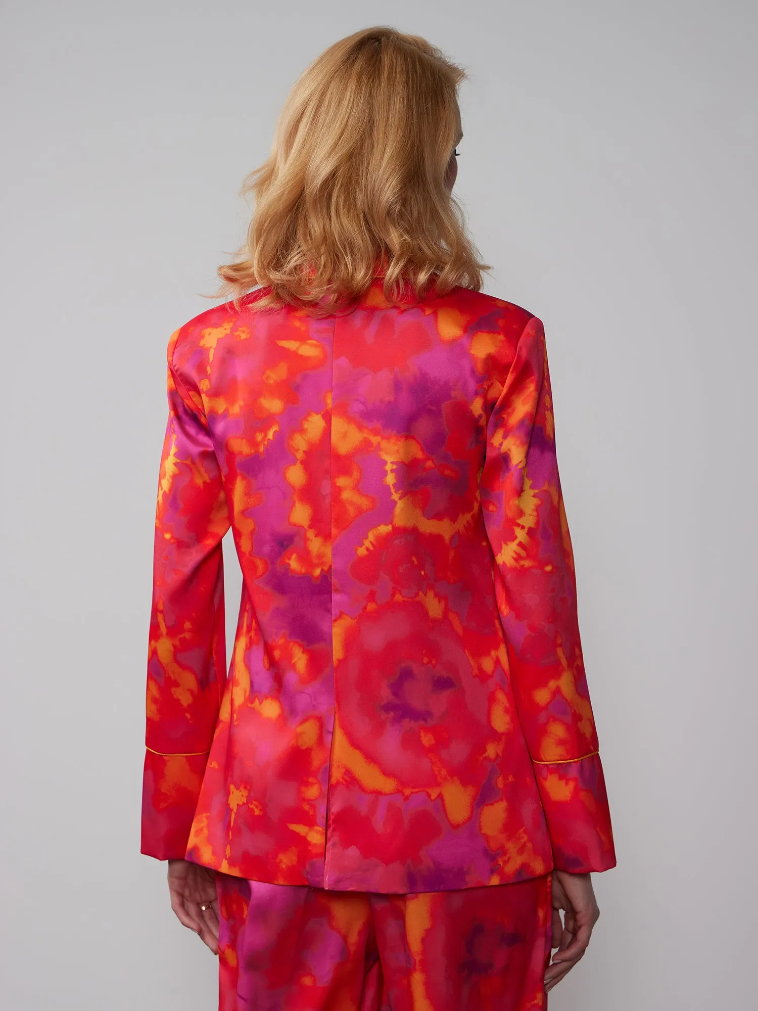 Watercolor Satin Single Button Blazer