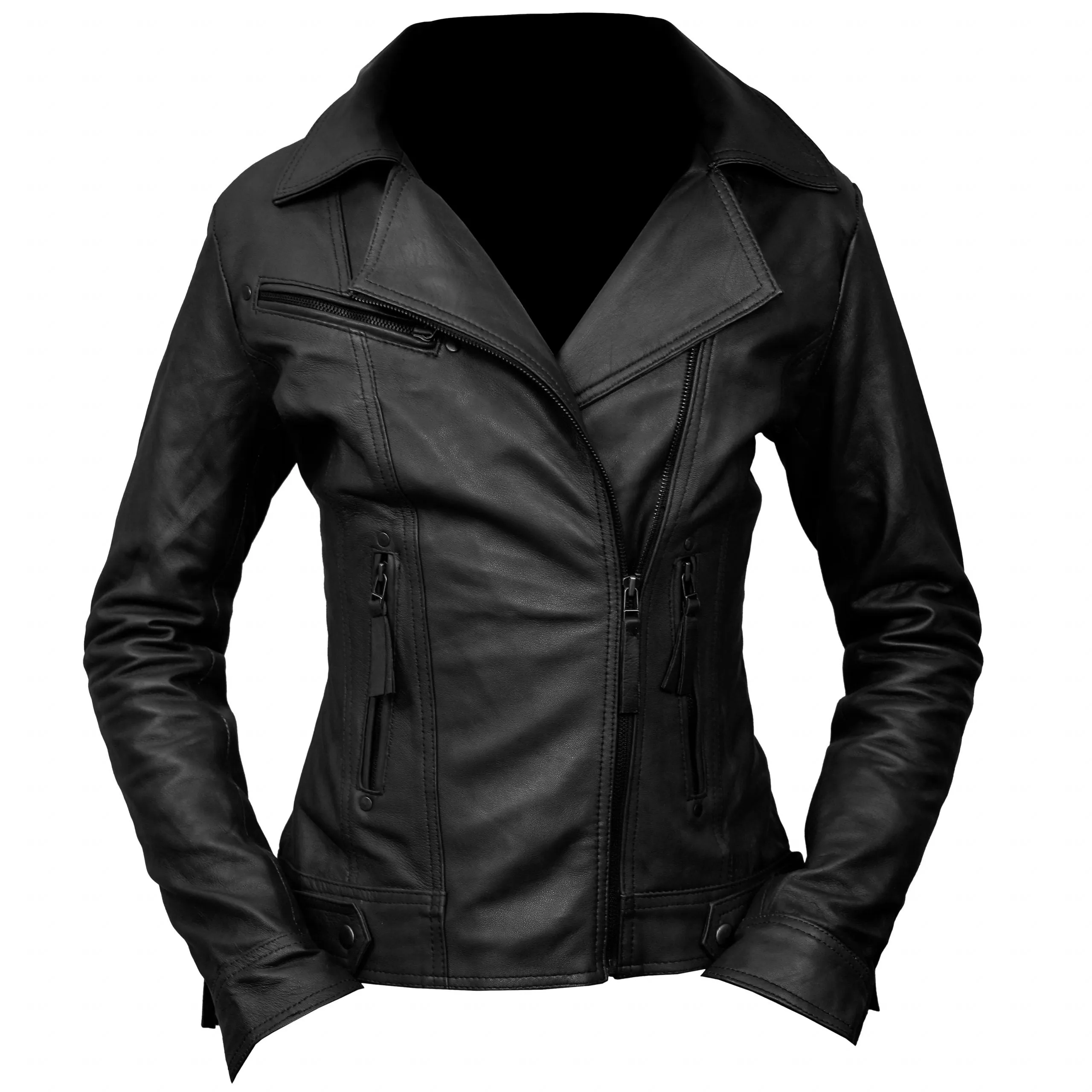 Women's Fashionable Black Biker Leather Jacket